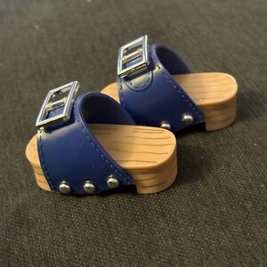 VTG Teen Trends Navy Blue Doll Clog Sandals with Silver Buckles Original NO Doll